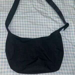 Black Medium Nylon Crescent Bag regular strap 37.5”